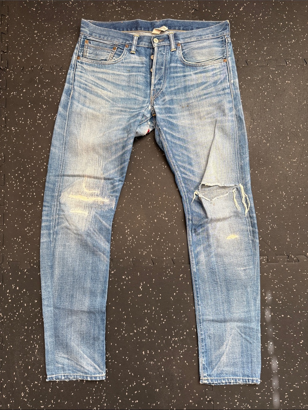 Ralph Lauren RRL 32x32 slim fit Japanese denim Light Blue Distressed Men's Jeans